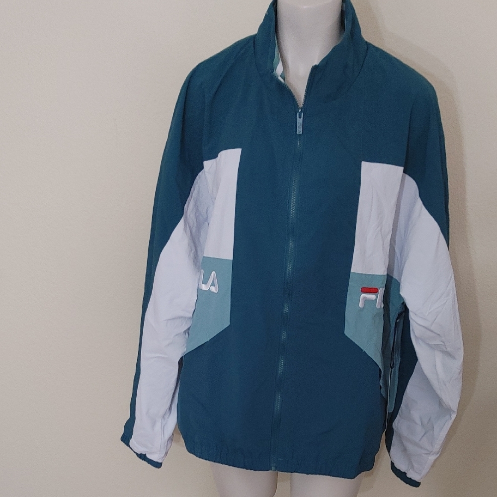 Fila Men's Teal and White Windbreaker